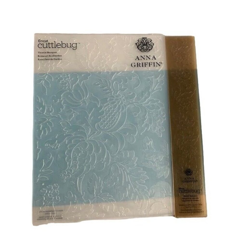 Anna Griffin Thistle Bouquet Embossing Folder w/Border Set Cricut Cuttlebug Scra